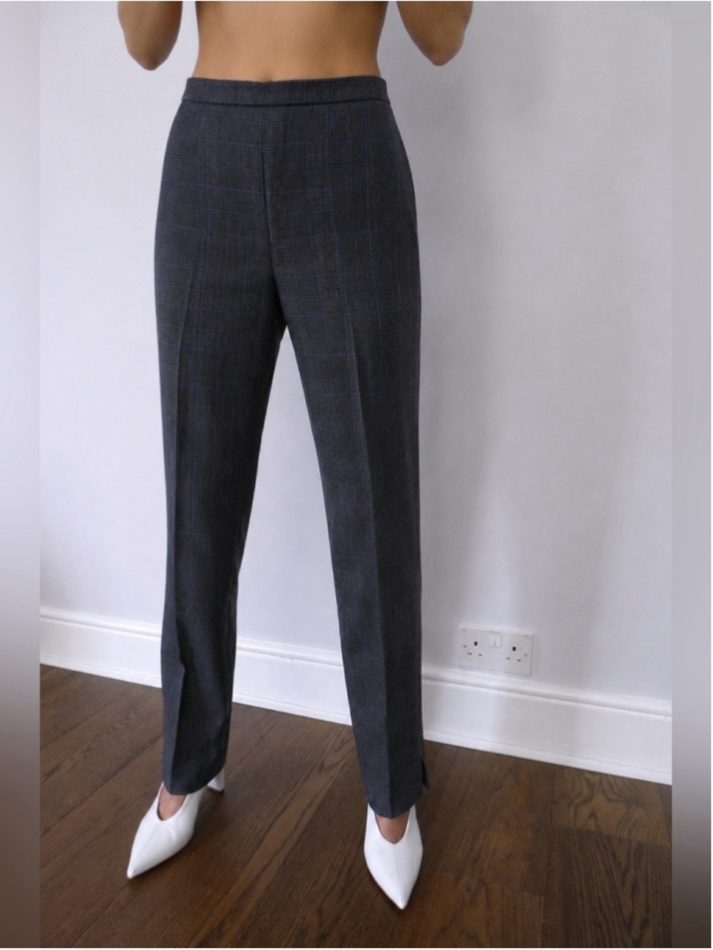 KENZO JUNGLE 90s VINTAGE WOOL BLEND TAILORED PLAID TROUSERS SIZE 42